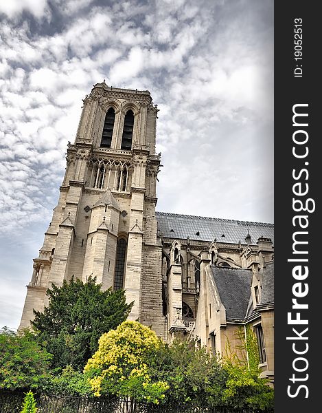 Abstract tower of Notre Dam, Paris, France