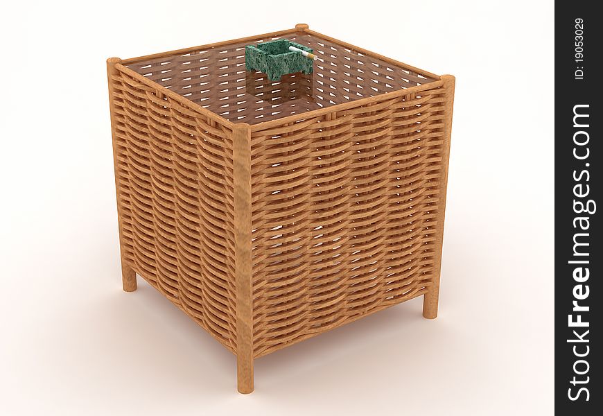 Weaved table with a green ashtray