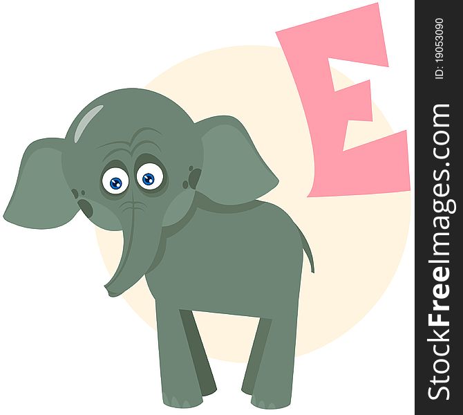 The English alphabet in pictures on a theme of animals. Elephant. The English alphabet in pictures on a theme of animals. Elephant