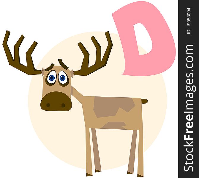 The English alphabet in pictures on a theme of animals. Deer. The English alphabet in pictures on a theme of animals. Deer