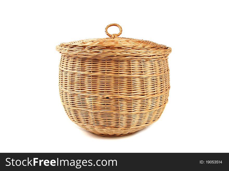 Wicker basket isoalated on white background