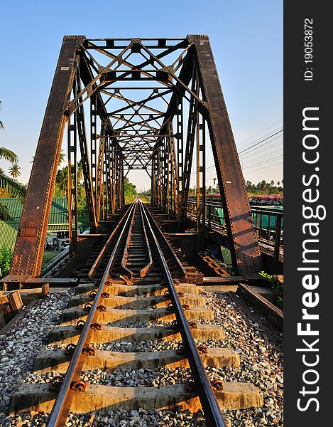 Railway bridge in Bangkok, Thailand.