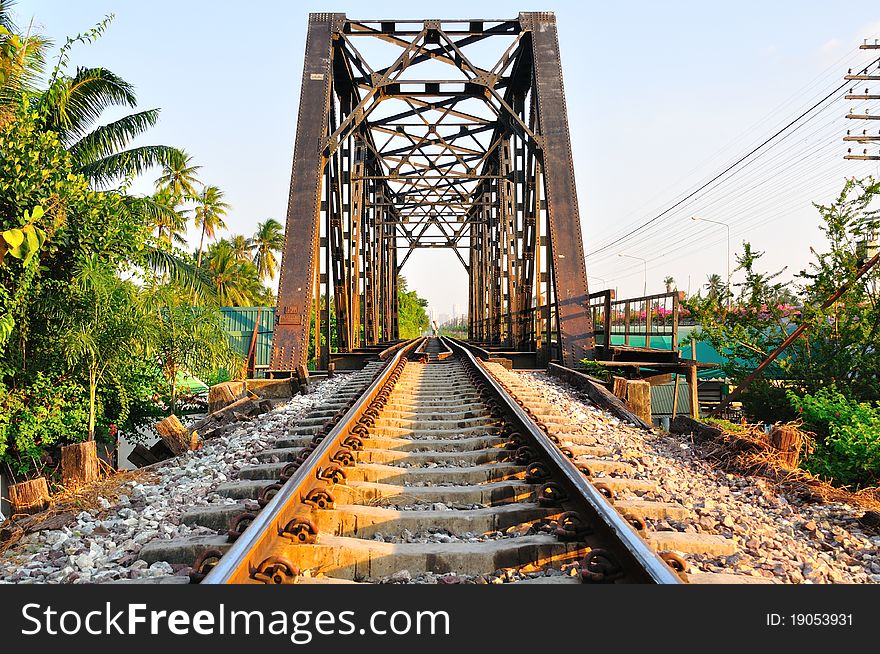 Railway bridge in Bangkok, Thailand.