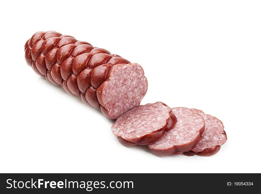Delicious salami isolated on a white background