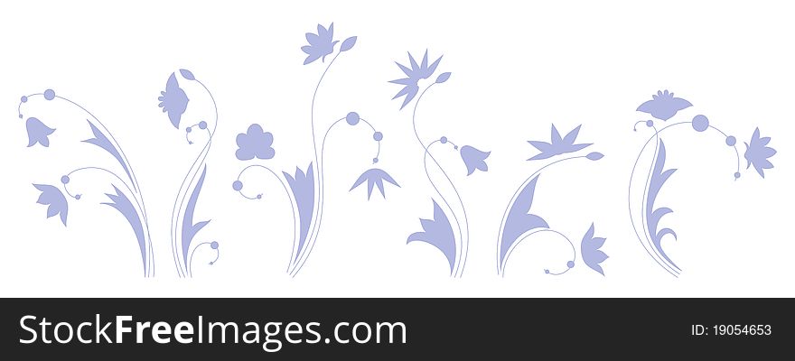 Vector set stylized blue flowers on a white background. Vector set stylized blue flowers on a white background.