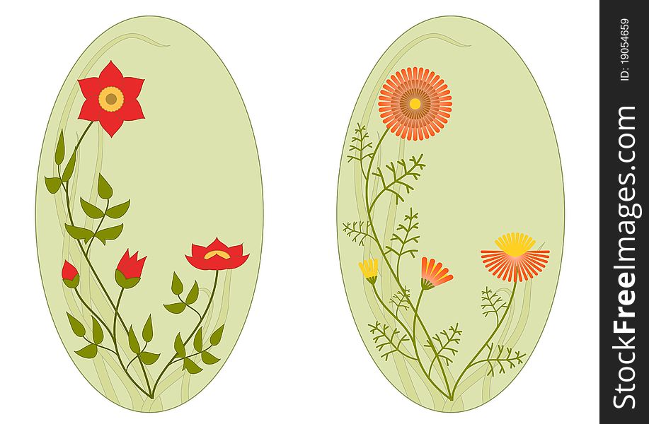 Two  decorative frame with stylized flowers. Two  decorative frame with stylized flowers.