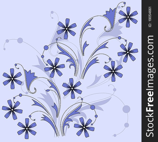 Vector stylized flowers on a blue background. Vector stylized flowers on a blue background.