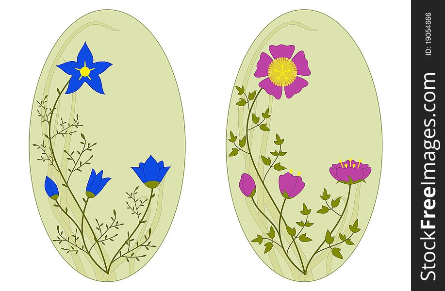 Two  decorative frame with stylized flowers. Two  decorative frame with stylized flowers.