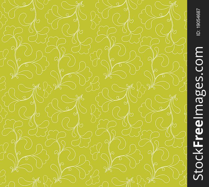 Vector green seamless background with floral pattern. Vector green seamless background with floral pattern.