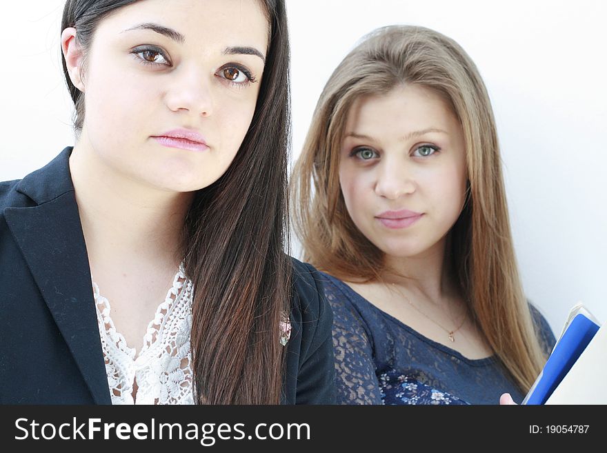 Teenage School Girls Looking At The Camera