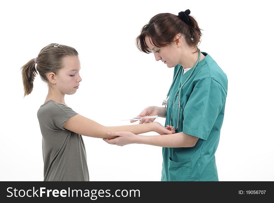Assistant Injecting Teenager