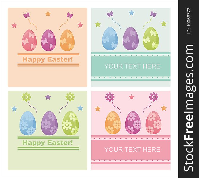 Set of 4 cute easter backgrounds