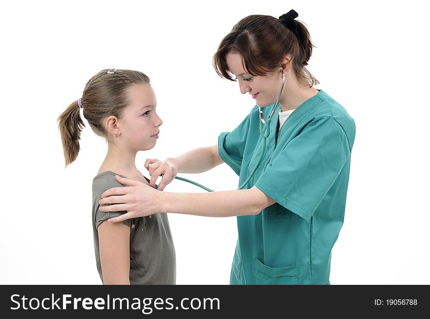 Doctor Consulting Girl With Stethoscope