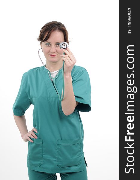 Assistant Working With Stethoscope