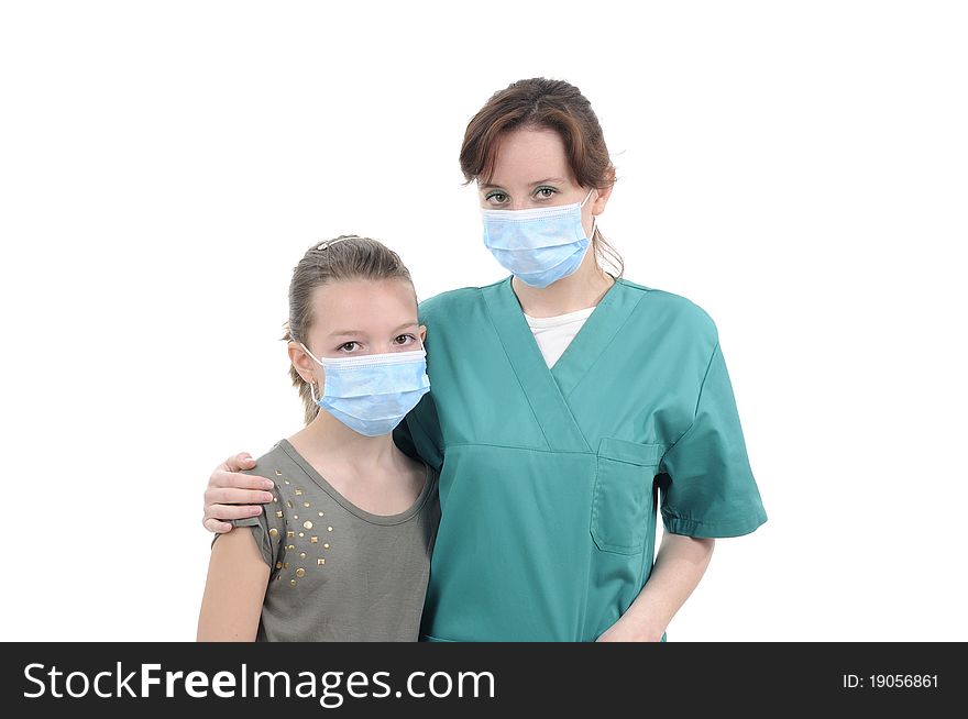 Caucasian woman working with teens in clinic. Caucasian woman working with teens in clinic