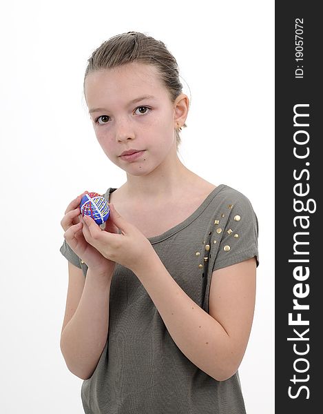 Beautiful girl creating traditional easter eggs. Beautiful girl creating traditional easter eggs