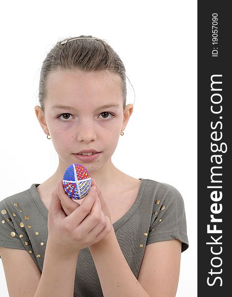 Beautiful teenager creating traditional easter eggs. Beautiful teenager creating traditional easter eggs