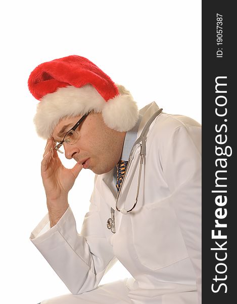 Sad Doctor With Santa Hat