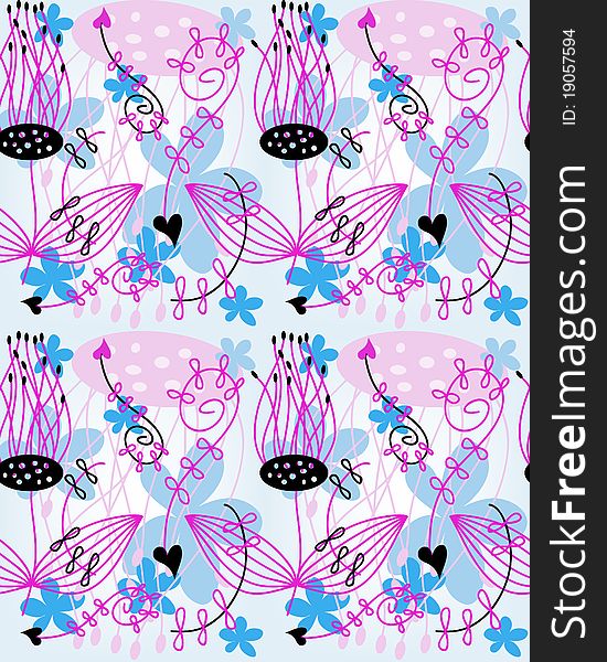 Multicolor seamless pattern with flowers