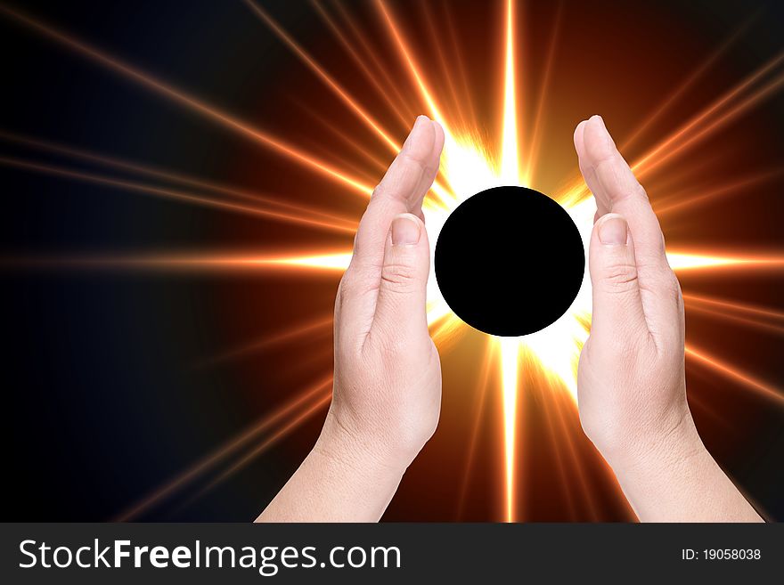 Large solar eclipse on a black background. Large solar eclipse on a black background