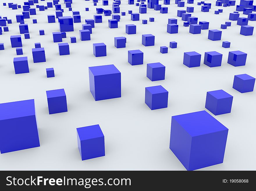 Background with abstract blue cubes