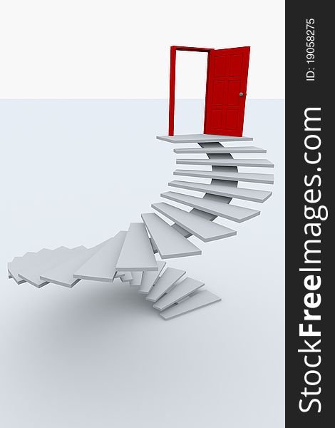 Stairway to the top. 3D image.