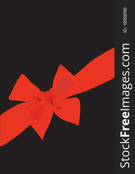 Background. A red bow with a ribbon for design