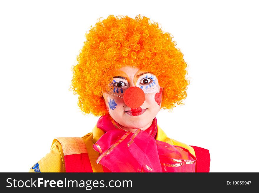 Girl Clown In Colorful Costume