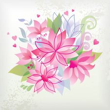 Pink Flower With Heart. Royalty Free Stock Photos Pink Flower With Heart. Royalty Free Stock Photos