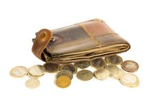 Wallet With Coins Royalty Free Stock Photography