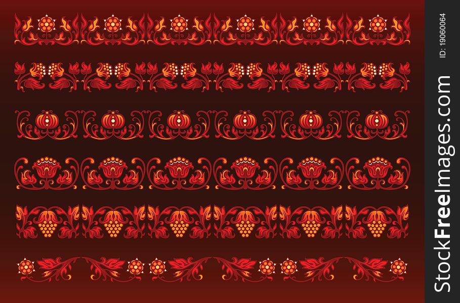 Seamless decorative floral red chain patterns. Seamless decorative floral red chain patterns
