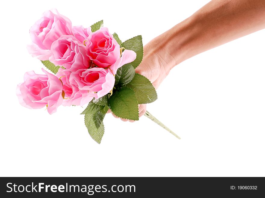 Hand with Pretty Pink Roses
