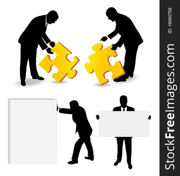 Silhouettes Of Businessman With A Business Concept