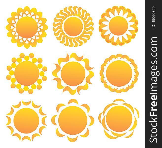 Set of suns. Elements for design.