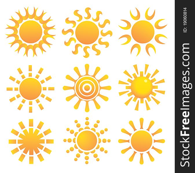 Set of suns. Image for design.