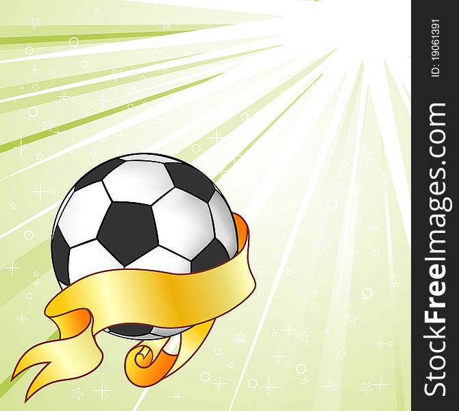 Soccer ball with ribbon, element for design, illustration