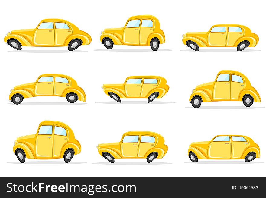 Illustration of set of car in different shape on white background