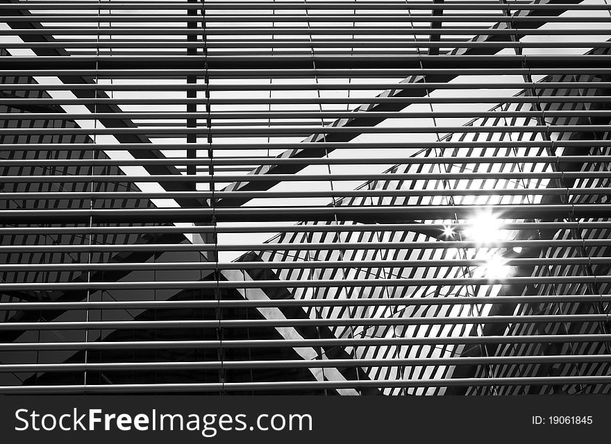 Metal and glass details of a building. Metal and glass details of a building