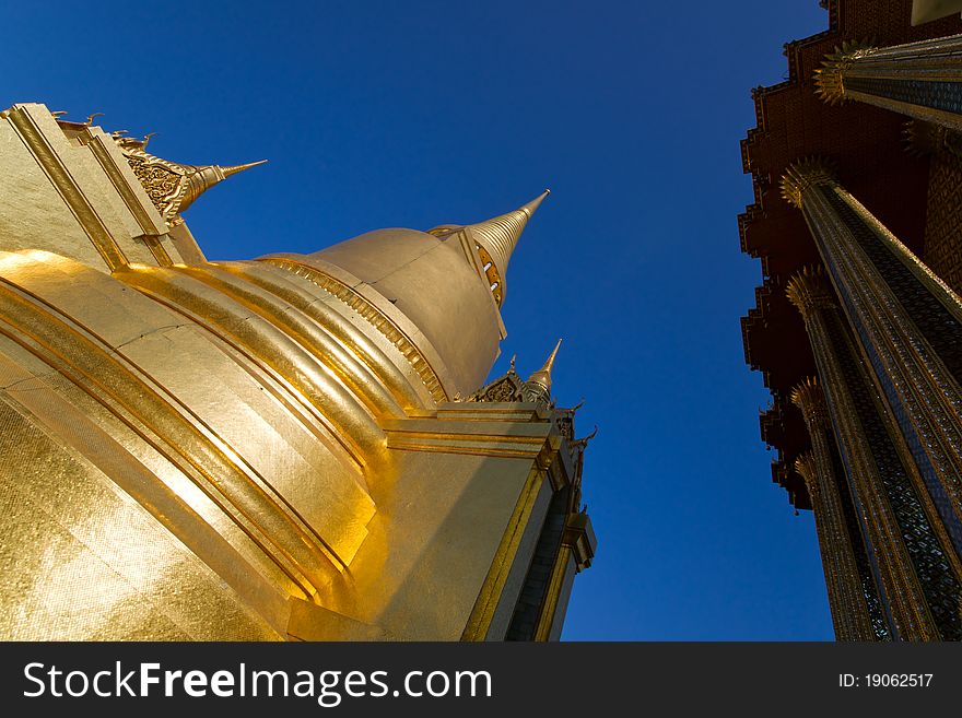 Golden Pagoda,Wat Phra Kaeo Grand Palace, Bangkok Thailand, full official name Wat Phra Si Rattana Satsadaram. Golden Pagoda,Wat Phra Kaeo Grand Palace, Bangkok Thailand, full official name Wat Phra Si Rattana Satsadaram.