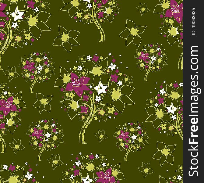 Vector seamless pattern from trees (From my big Seamless collection)
