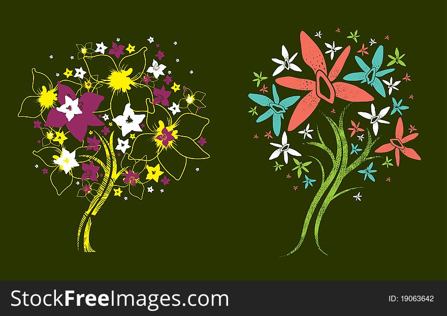 Two  trees made from decorative flower