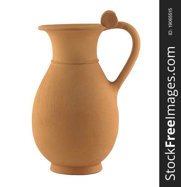 Clay jug isolated in white