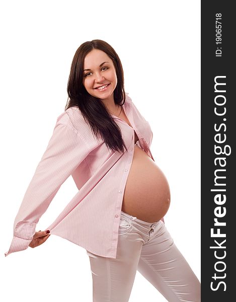 Portrait of joyful beautiful pregnant woman