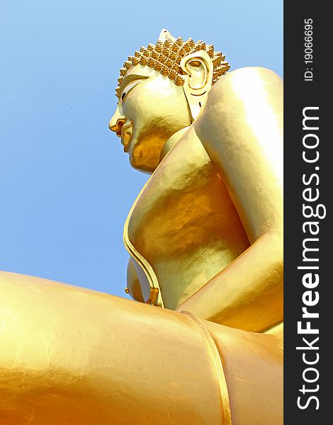 Image of Big buddha and blue sky Thailand