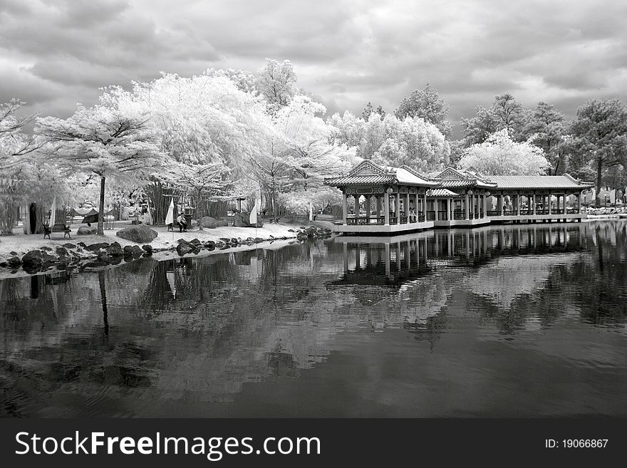 Beautiful Chinese Pavilion on the Peaceful River. Beautiful Chinese Pavilion on the Peaceful River.