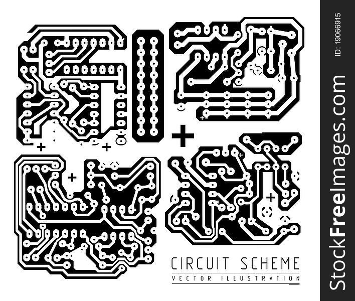 Printed circuit board  illustration isolated on white background