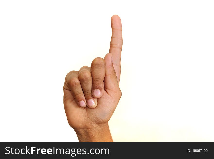 Arm and five fingers isolated on a white background