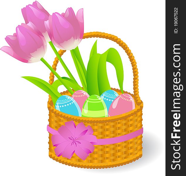 The vector illustration contains the image of Easter basket