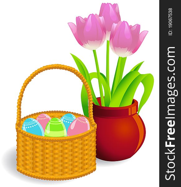 The vector illustration contains the image of Easter basket