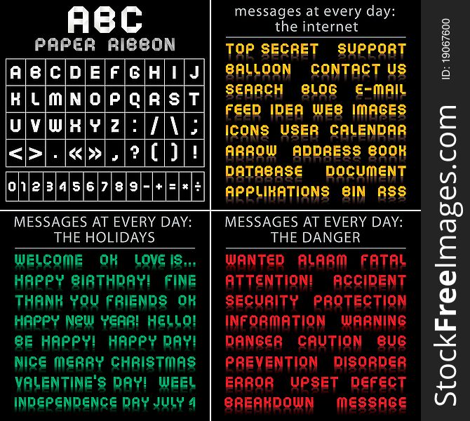 ABC Font From Paper Tape, Messages At Every Day